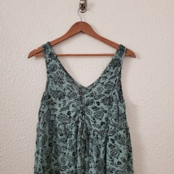 Torrid Mint Paisley Gauze Lace Up Open Back Top Torrid Size 0 - Picture 5 of 6
